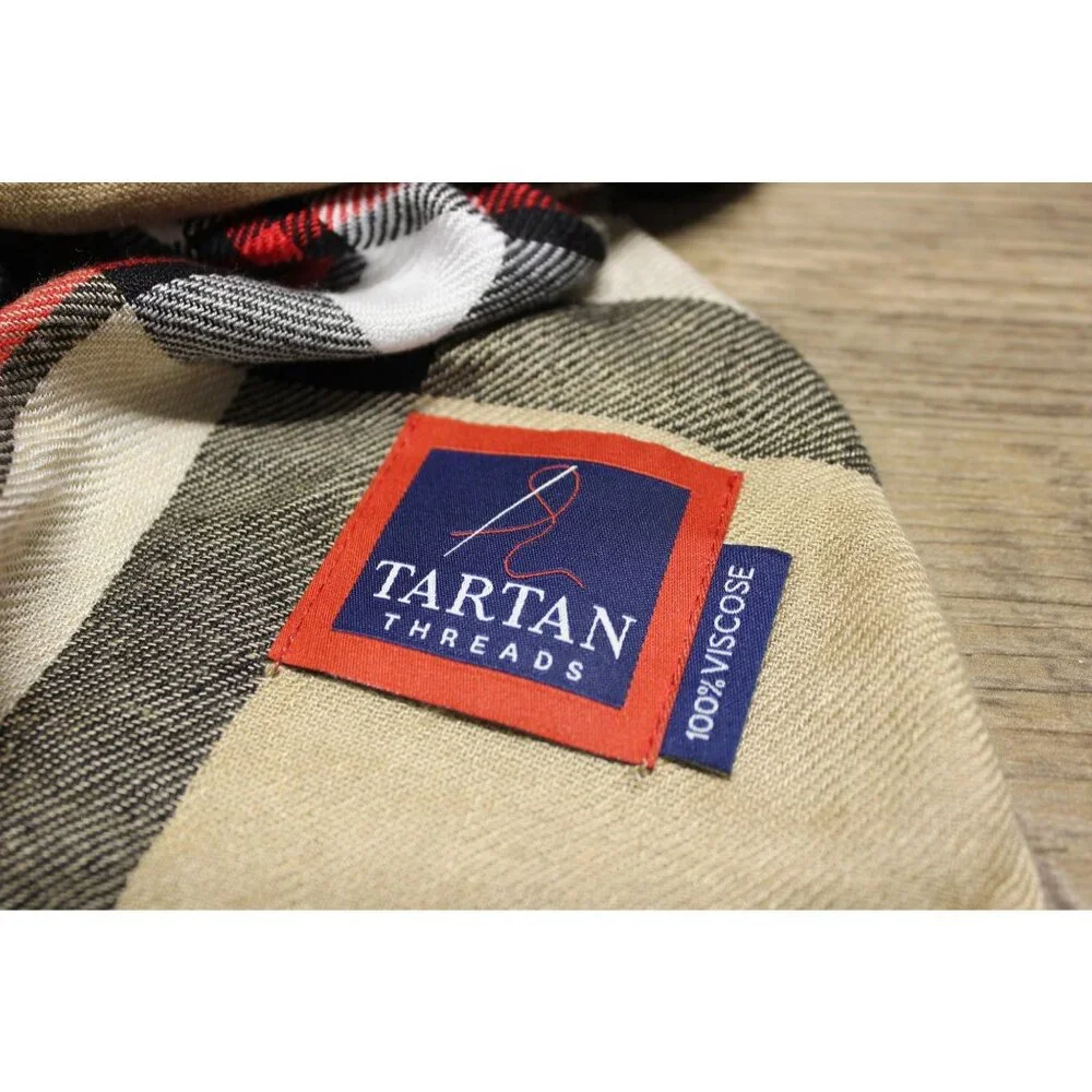 Tartan Threads‎ tan tartan plaid long lightweight scarf
